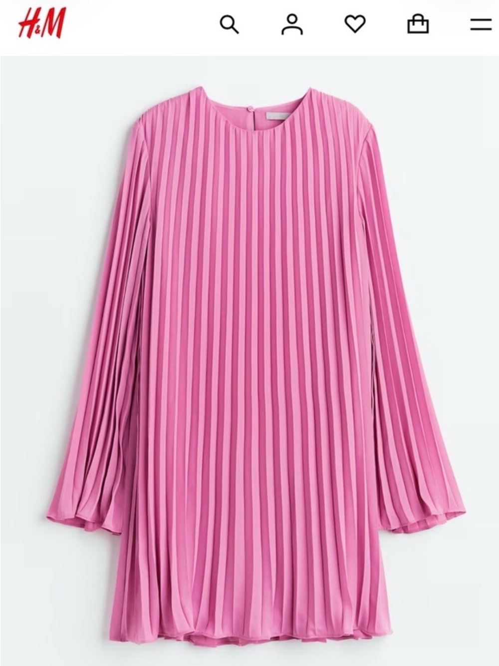 Pink Pleated Long-Sleeve dress